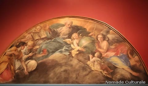 Plautilla Bricci (Roma 1616 - post 1690) Un angelo offre il Sacro Cuore di Gesù all’Eterno Padre, 1669-1674 circa tempera su tela, 166 x 364 cm Musei Vaticani